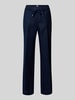 Brax Straight leg linnen broek met strikceintuur, model 'STYLE.FARINA' Marineblauw