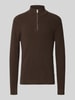 Matinique Slim Fit Troyer aus Baumwoll-Mix Dunkelbraun