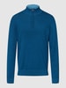 Pierre Cardin Gebreide pullover met korte ritssluiting, model 'Travel' Donkerblauw