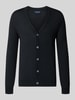 Christian Berg Men Cardigan aus Woll-Mix mit V-Ausschnitt Black
