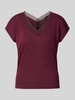 zero Regular Fit T-Shirt aus Viskose-Mix mit Loch-Stitching Bordeaux