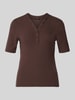 OPUS Slim Fit T-Shirt aus Viskose-Mix Modell 'Sanez' Dunkelbraun