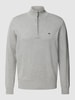Fynch-Hatton Strickpullover mit Label-Stitching Modell 'Troyer' Silber