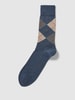 Burlington Socken mit Karomuster Modell 'MANCHESTER' Jeansblau