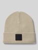 BOSS Beanie met labeldetail, model 'Foxxy' Beige