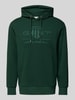 Gant Hoodie met labelstitching Donkergroen