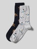 Jake*s Casual Socken mit Motiv-Stitching Dunkelblau