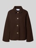 VILA relaxed fit jack met platte kraag model 'Claudia' Donkerbruin