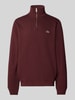 Lacoste Gebreide pullover met opstaande kraag Bordeaux