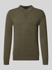 Christian Berg Men sweter z dzianiny o kroju slim fit z czystego kaszmiru z kołnierzykiem polo Oliwkowy melanż