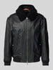 BOSS Orange Straight Fit Lederjacke mit abnehmbarem Lammfellkragen Modell 'JOBARK' Black