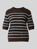 OPUS Loose Fit Pullover mit Mohair-Woll-Anteil Modell 'Pimota Stripe' Dunkelbraun