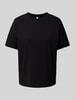 QS T-Shirt mit geripptem Rundhalsausschnitt Black