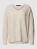 Vero Moda Sweter z dzianiny z fakturowanym wzorem model ‘CREWLEFILE’ Écru melanż