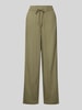 Pieces Regular Fit Weite Hose aus Viskose-Leinen-Mix Modell 'PIA' Khaki