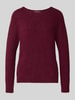 Rich & Royal Strickpullover mit gerippten Abschlüssen Bordeaux