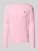 Polo Ralph Lauren Gebreide pullover met kabelpatroon, model 'DRIVER' Roze
