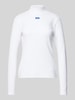 Hugo Blue Longsleeve mit geripptem Stehkragen Weiss