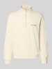 Jack & Jones Sweatshirt mit Troyer-Kragen und Label-Stitching Offwhite
