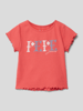 Pepe Jeans T-shirt met labelprint, model 'NATALIE' Rood