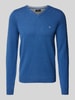 Fynch-Hatton Strickpullover mit V-Ausschnitt Blau Melange