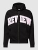 REVIEW Sweatjacke mit Label-Stitching Schwarz