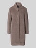 ICONS Cinzia Rocca Lange jas van een mix van katoen en alpaca met opstaande kraag Middenbruin gemêleerd