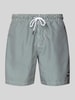 Shiwi Regular fit zwembroek met labelpatch, model 'Mike' Donkergroen