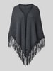 Weekend Max Mara Poncho aus Schurwolle mit Fransen Modell 'TORNADO' Dunkelgrau