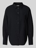 Gina Tricot Regular fit overhemdblouse van linnen met doorknoopsluiting Zwart