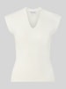MANGO Stricktop mit V-Ausschnitt Modell 'CANELONS' Weiss