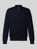 OLYMP Level Five Slim fit gebreid jack met opstaande kraag Marineblauw