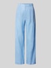 Gina Tricot Regular Fit Leinenhose mit Bundfalten Modell 'DENISE' Hellblau
