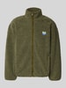 American Vintage fleecejack met opstaande kraag en labeldetail model 'HOKTOWN' Olijfgroen