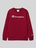 CHAMPION Sweatshirt mit Label-Print Dunkelrot