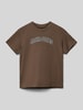 Jack & Jones T-shirt met labelprint, model 'CALEB' Lichtbruin