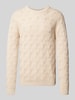 SELECTED HOMME Strickpullover mit Strukturmuster Modell 'CALLIS' Offwhite