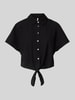 Only Cropped Hemdbluse aus Viskose-Baumwoll-Mix mit Leinen Modell 'JAKIRI' Black