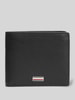 Tommy Hilfiger Portfel z prawdziwej skóry z aplikacją z logo BLACK