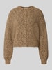 Selected Gebreid jack van wol alpacamix Donkerbruin