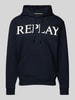 Replay Hoodie met labelprint Marineblauw