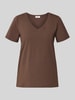 s.Oliver RED LABEL Regular fit T-shirt van katoenmix Donkerbruin