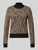 Vero Moda Regular Fit Strickpullover aus Viskose-Mix mit geometrischem Muster Modell 'ARIA' Beige