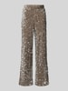 Pieces Spodnie szerokie z cekinowym obszyciem model ‘KAM’ Antracytowy