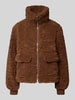 Marc O'Polo Boxy Fit Teddy-Jacke mit Pattentaschen Mittelbraun
