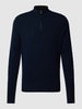 BOSS Strickpullover mit Troyer-Kragen Modell 'Marlo' Marine