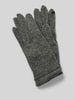 Roeckl Handschuhe aus Woll-Mix Modell 'Leather Piping Touch' Mittelgrau