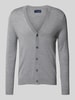 Christian Berg Men Slim Fit Cardigan aus Woll-Mix mit V-Ausschnitt Hellgrau Melange