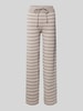 VILLA SOPHIE Loose fit stoffen broek met labeldetail, model 'NURIA' Taupe