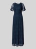 Vila Długa sukienka z koronki z okrągłym dekoltem Granatowy